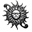 angry sun tattoo design idea