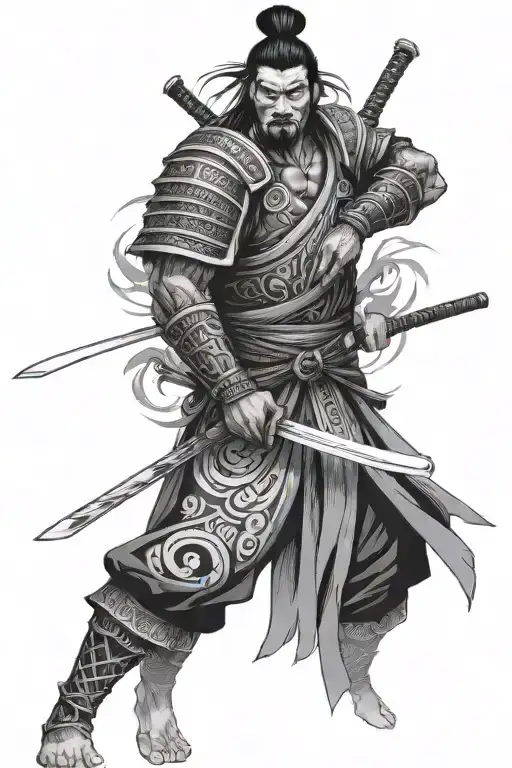 samurai in tribal samoan tattoo sleeve tattoo design idea