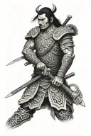 samurai in tribal samoan tattoo sleeve tattoo design idea