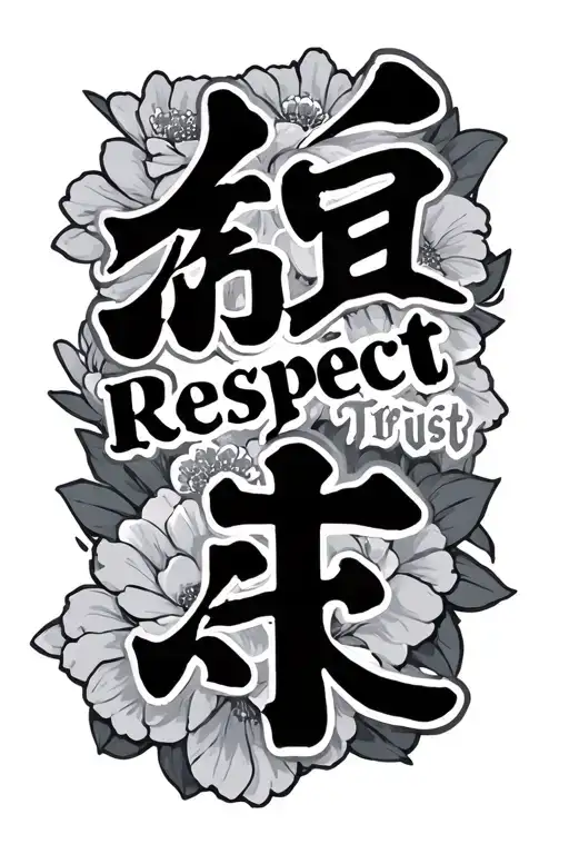Japanese signs love, respect, trust tattoo design idea