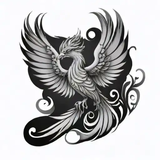 feminine rising Phoenix tattoo design idea