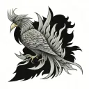 feminine rising Phoenix tattoo design idea