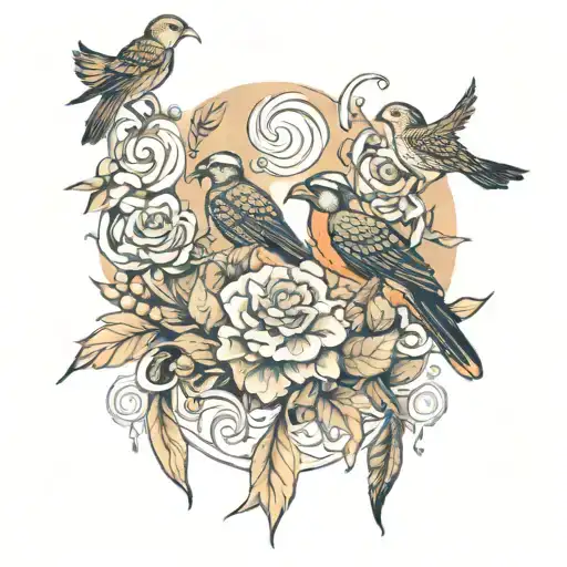 cigarattes with birds of a feather surrounding them tattoo design idea