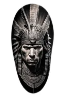 Aztec Warrior With Technology With Egyptian God Anubis, Inka Symbolism, All Seing Eye tattoo design idea