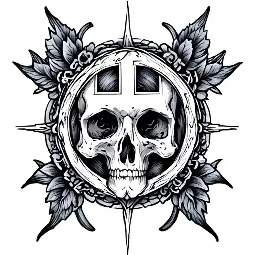 curse tattoo with upside cross section tattoo design idea