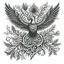 lebanese cedar with pheonix rising to symbolize resliency of lebanese spirit tattoo design idea