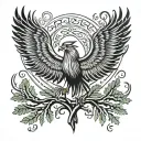 lebanese cedar with pheonix rising to symbolize resliency of lebanese spirit tattoo design idea