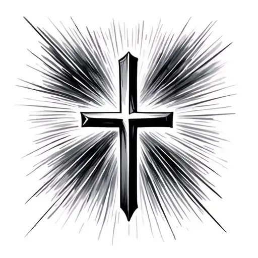 Cross With Light Rays tattoo design idea
