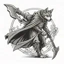 A wolf wearing a cloak, similar to the Grim Reaper, holding a scythe. This could give a strong representation of death w tattoo design idea