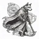 A wolf wearing a cloak, similar to the Grim Reaper, holding a scythe. This could give a strong representation of death w tattoo design idea