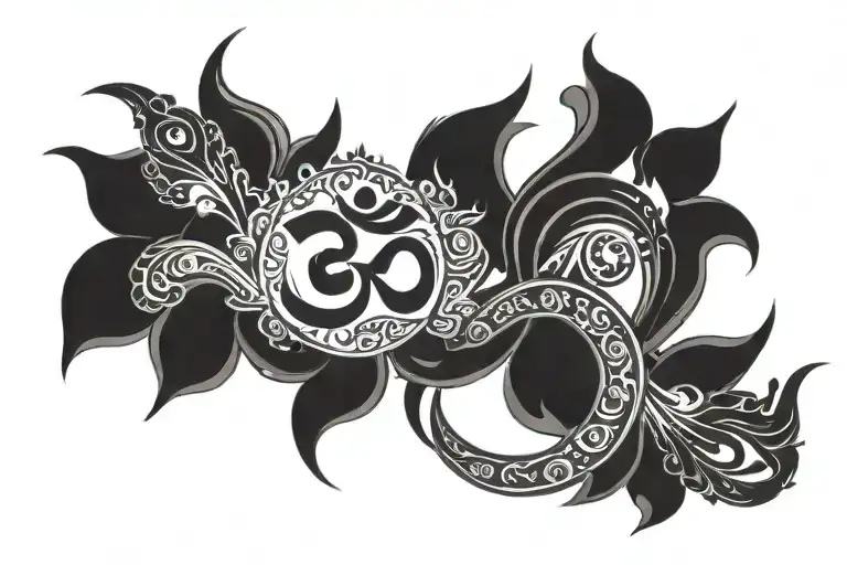 om with negative space tattoo design idea