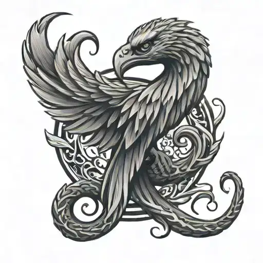 Dark mark with burning phoenix tattoo design idea