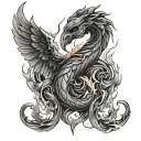 Dark mark with burning phoenix tattoo design idea