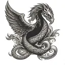 Dark mark with burning phoenix tattoo design idea