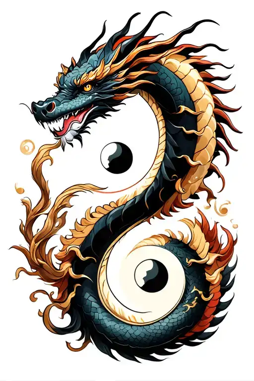 Dragon Yin Yang tattoo design idea