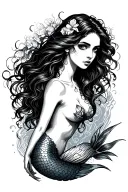 Topless Mermaid tattoo design idea