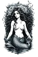 Topless Mermaid tattoo design idea