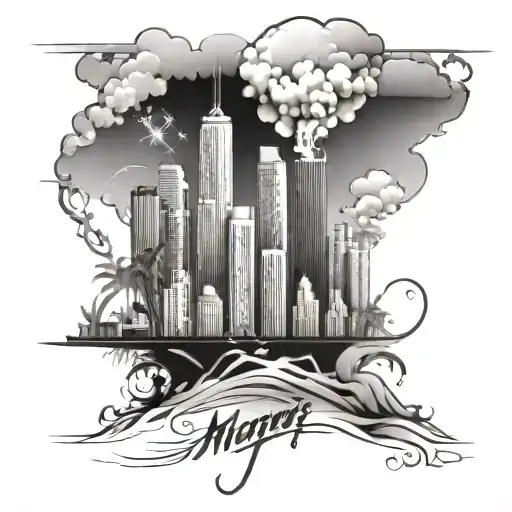 miami skyline inside tattoo design idea