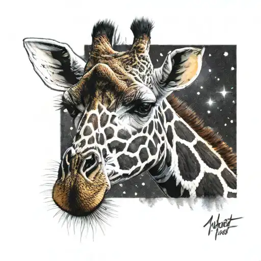 Giraffe spots starry night painting tattoo design idea
