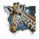 Giraffe spots starry night painting tattoo design idea