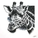 Giraffe spots starry night painting tattoo design idea