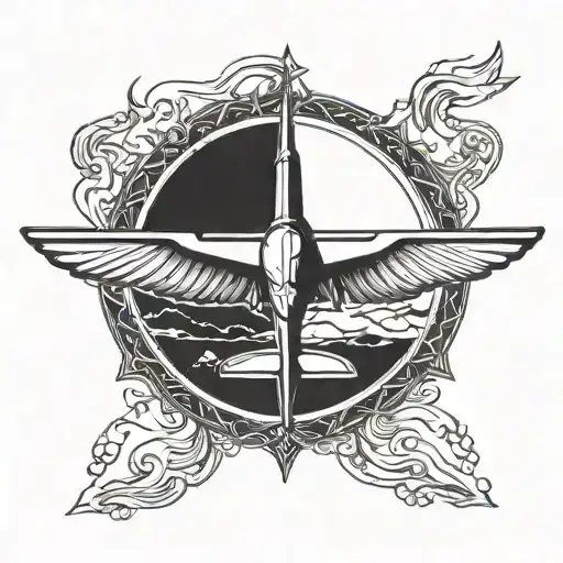 Christian cross airplane wing tattoo design idea