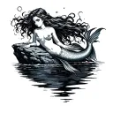 Mermaid On Rock tattoo design idea