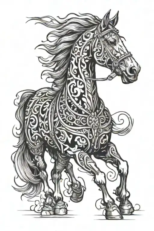 draft horse gothic  art style design tattoo design idea
