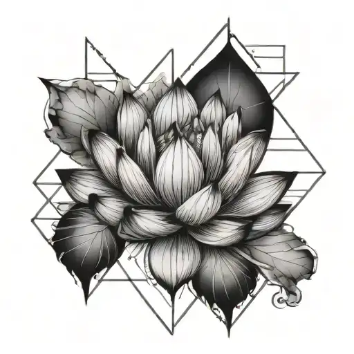 lotus triangles mantra tattoo design idea