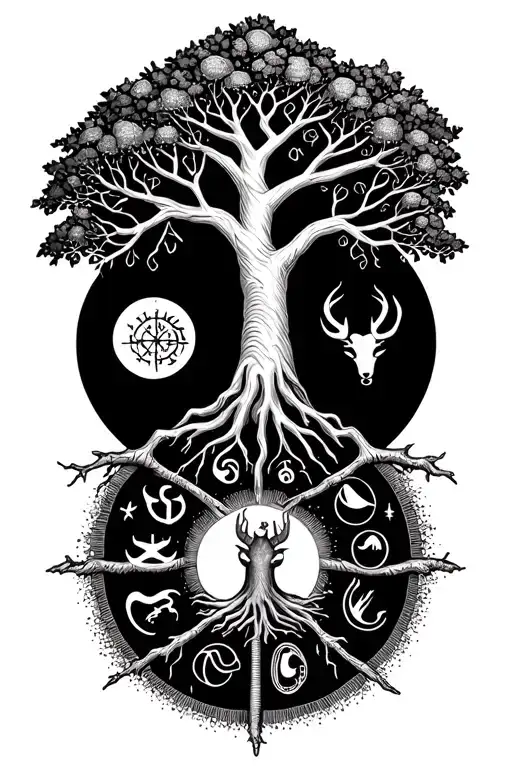 A family tree tattoo with each branch representing a different zodiac sign (Taurus, Libra, Virgo, Capricorn) tattoo design idea