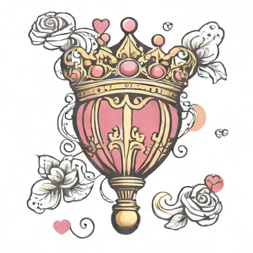 balloon with princess crown tattoo design idea