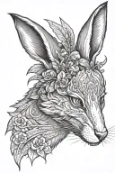 hare with fox mask on the side tattoo design idea