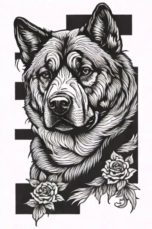 american akita tattoo design idea