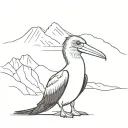 tattoo drawing of a blue-footed booby with chimborazo mountain in the background tattoo design idea