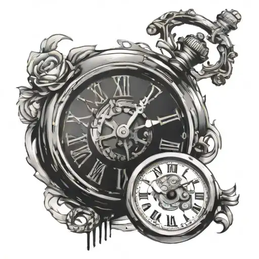 old clock, boxing and bjj smother choke tattoo design idea