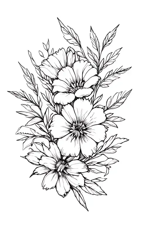june and march birth flower intertwined tattoo design idea