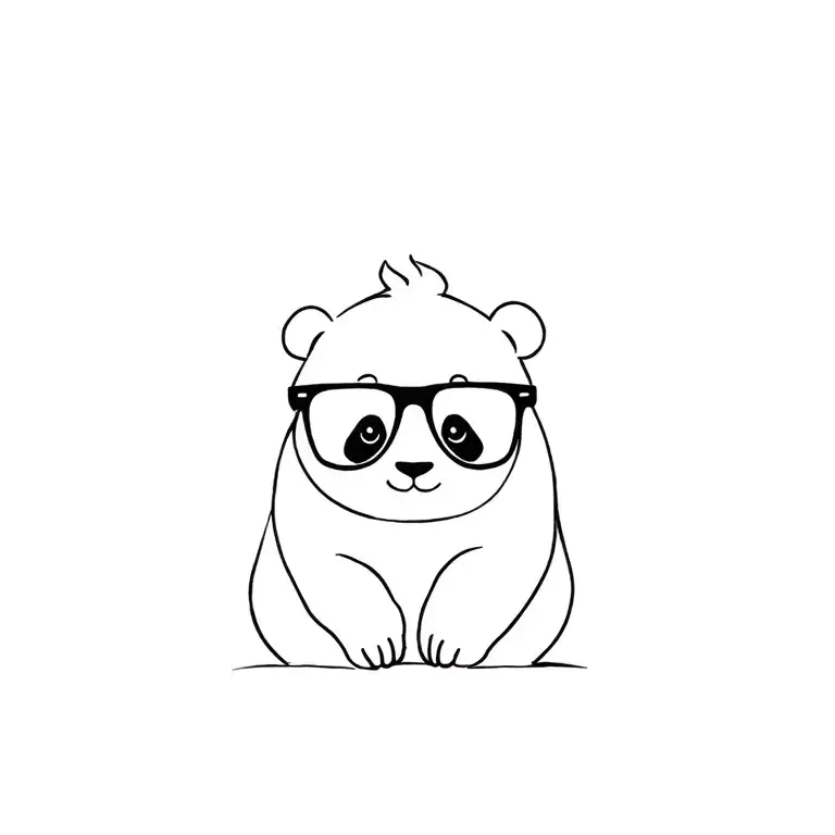 panda wearing glasses face mole sitting tattoo design idea