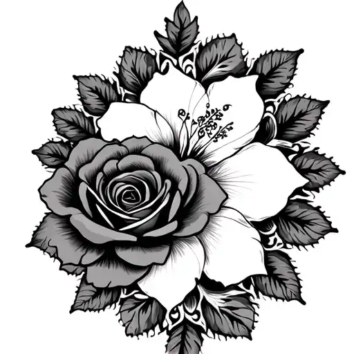 mandala design incorporating roses mayflowers hibiscus tattoo design idea