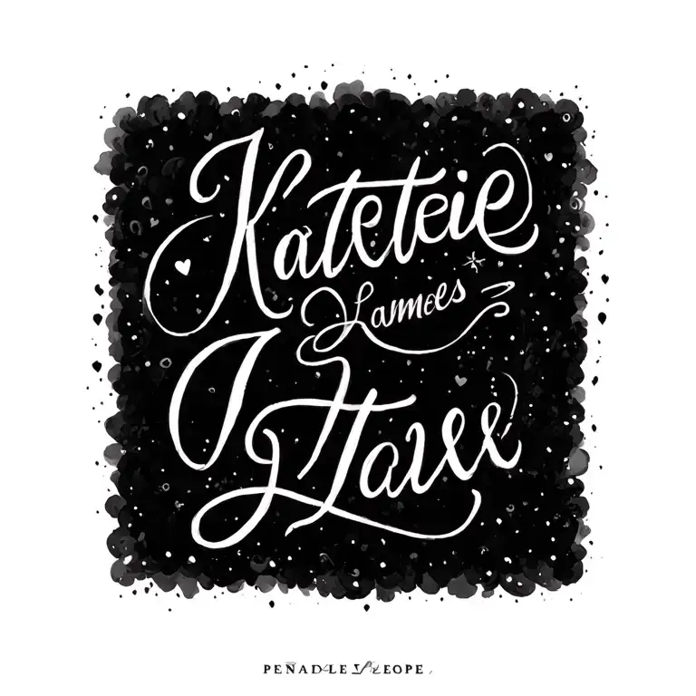 Katie Penelope James Joshie Alex in cursive tattoo design idea