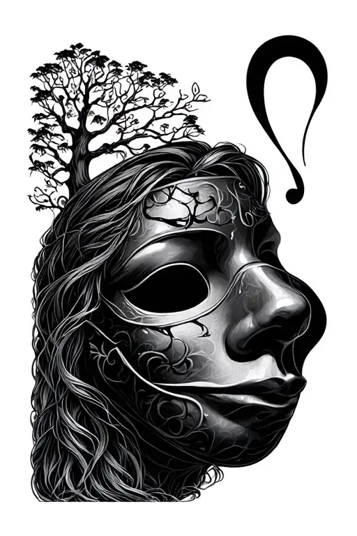 double mask, semicolon, no risk no story, a tree that refers to my parents, blessed tattoo design idea