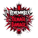 "I Remember Damage" vector tattoo, colors: mostly black, some red allowed. Font-some monochromatic The quote is from tv  tattoo design idea