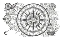 compass, guide, guide and a small Indian boat tattoo design idea
