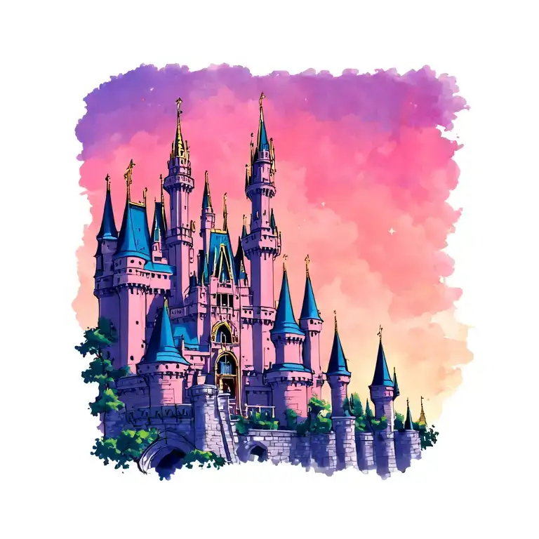 disney world Cinderella's castle outline tattoo design idea