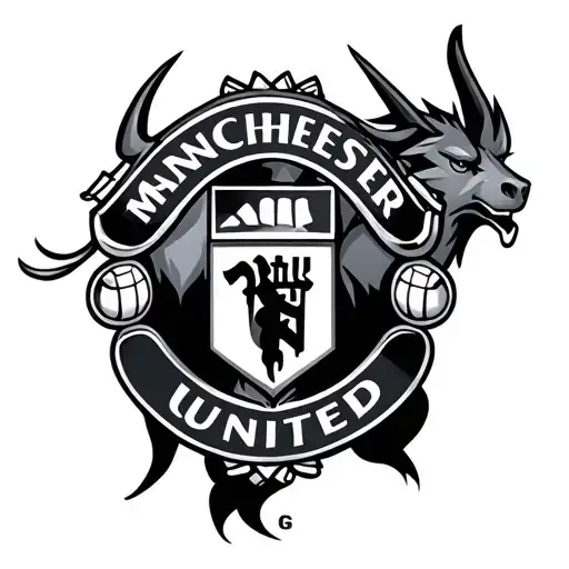 Manchester United and devil wearing united kit tattoo design idea