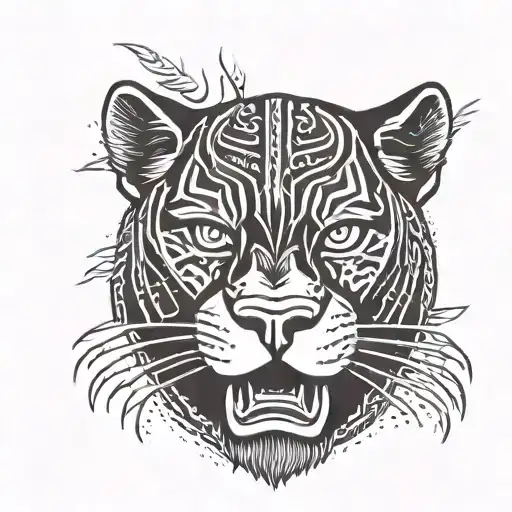 Black panther head tattoo design idea
