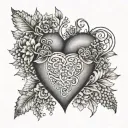 A half heart design with intricate floral patterns intertwined, symbolizing the client's sentiment 'I'm half a heart without you' tattoo design idea