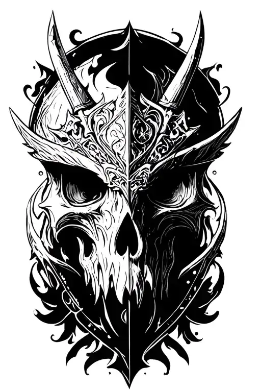 battleaxes tattoo design idea