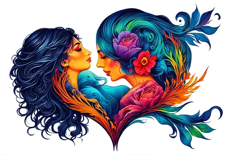 maternal love tattoo design idea