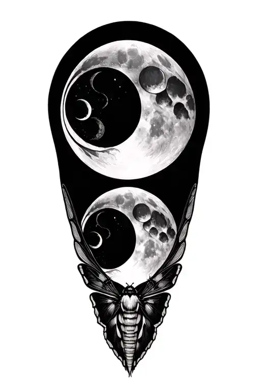 death moth moon phases  tattoo design idea