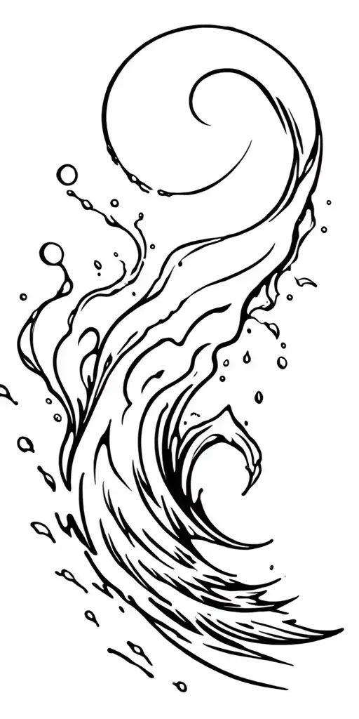 Aquarius with splash of waves crashing tattoo design idea